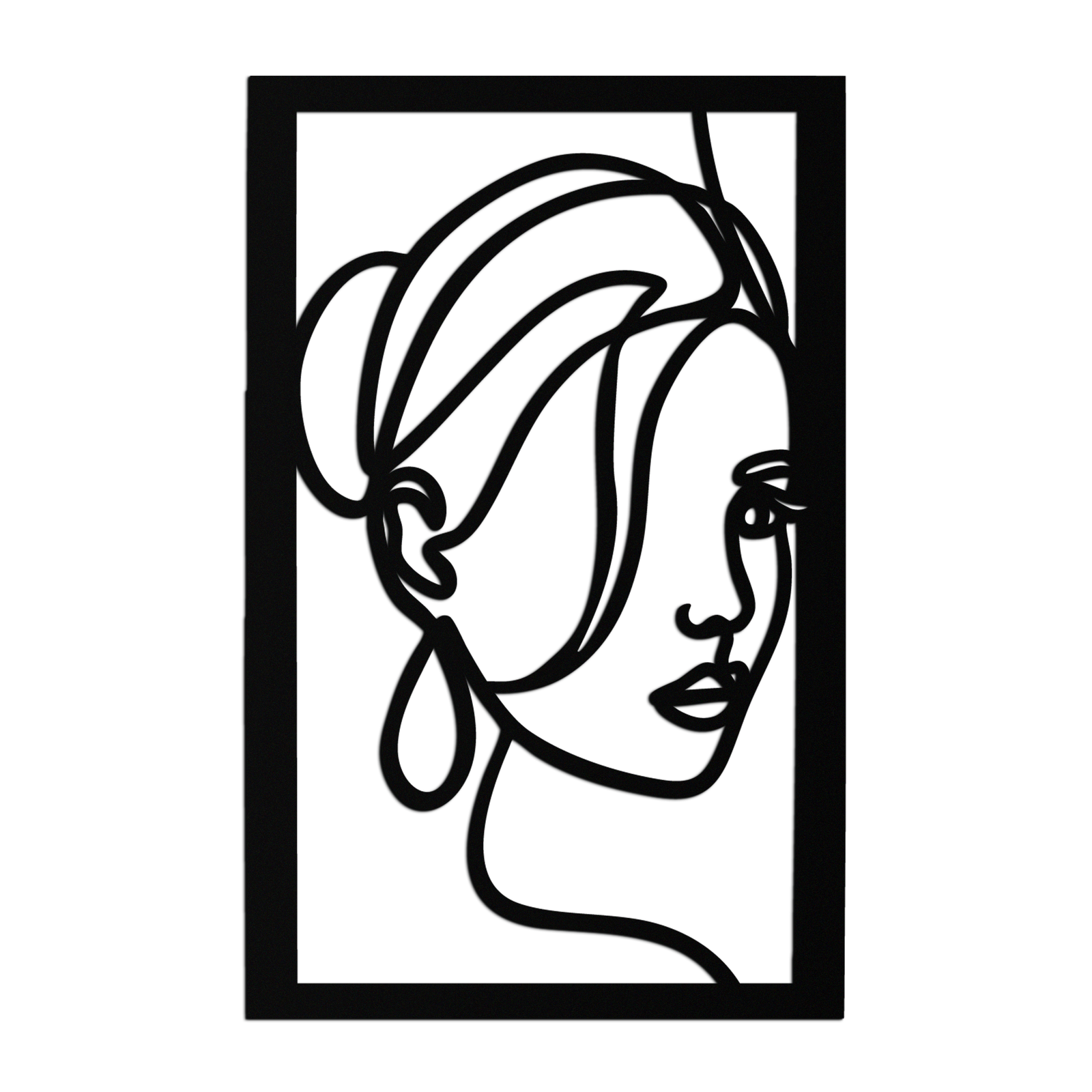 Woman Portrait Line Art Metal Wall Decor – Minimalist Modern Face Silhouette- KAF649