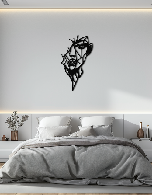 Load image into Gallery viewer, Abstract Line Art Woman Face Metal Wall Art – Modern Feminine Silhouette Decor- KAF650