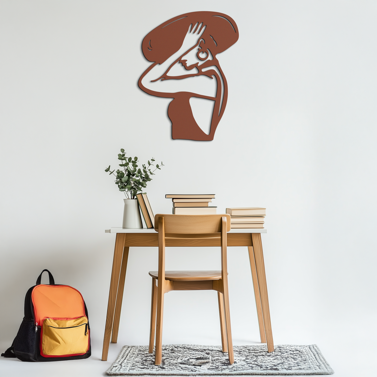 Elegant Woman with Hat Metal Wall Art – Fashion-Inspired Silhouette Décor- KAF651