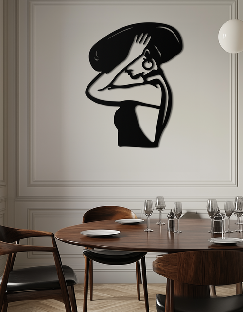 Load image into Gallery viewer, Elegant Woman with Hat Metal Wall Art – Fashion-Inspired Silhouette Décor- KAF651