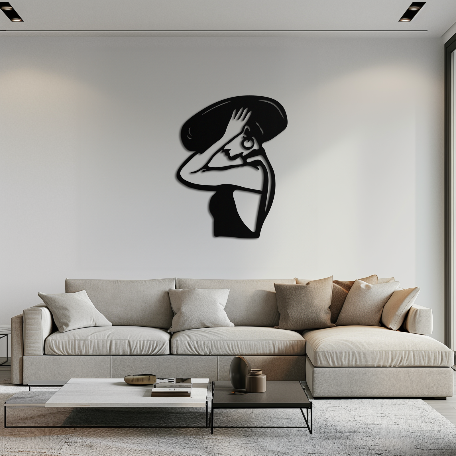 Elegant Woman with Hat Metal Wall Art – Fashion-Inspired Silhouette Décor- KAF651