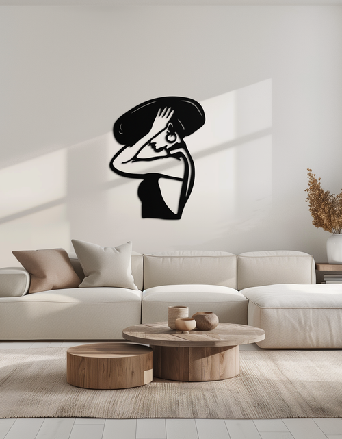 Load image into Gallery viewer, Elegant Woman with Hat Metal Wall Art – Fashion-Inspired Silhouette Décor- KAF651