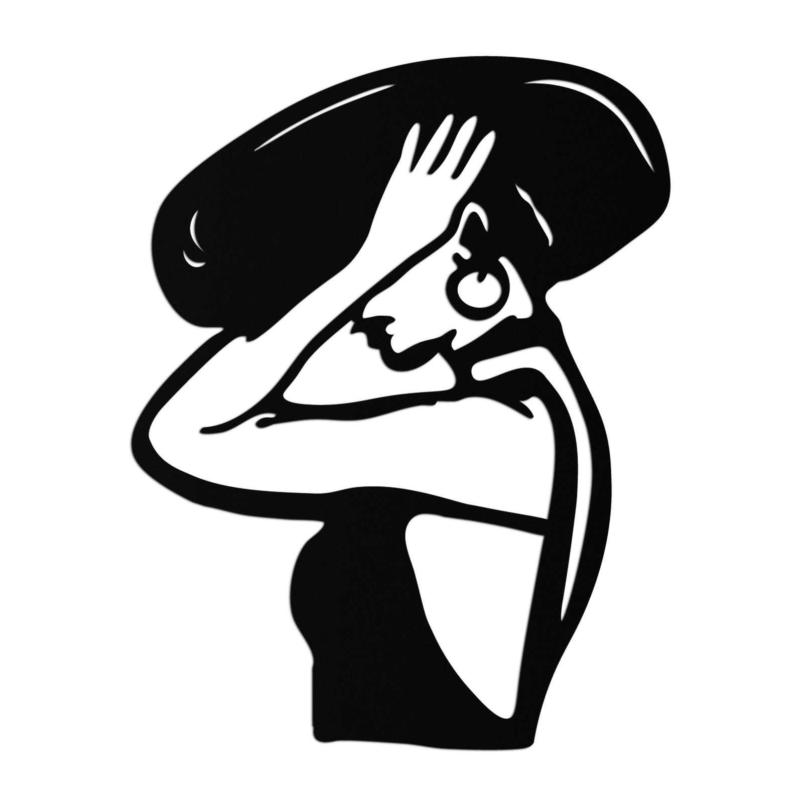 Elegant Woman with Hat Metal Wall Art – Fashion-Inspired Silhouette Décor- KAF651
