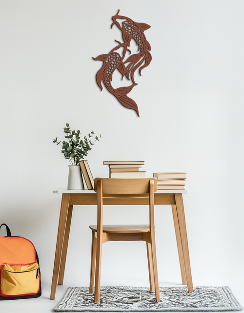 Load image into Gallery viewer, Dual Fish Metal Wall Art – Nature-Inspired Aquatic Silhouette for Modern Interiors- KAF653