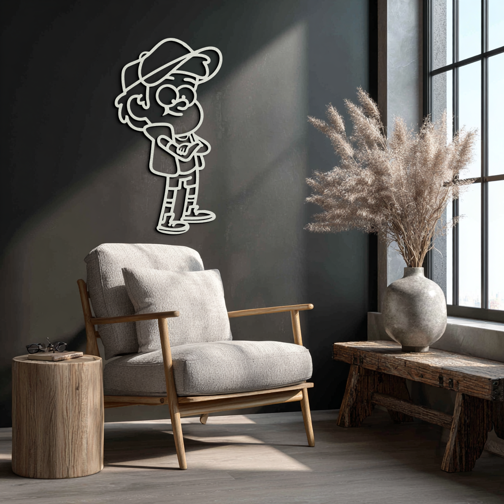 Dipper Pines Metal Wall Art – Gravity Falls-Inspired Silhouette for Fans and Collectors- KAF654
