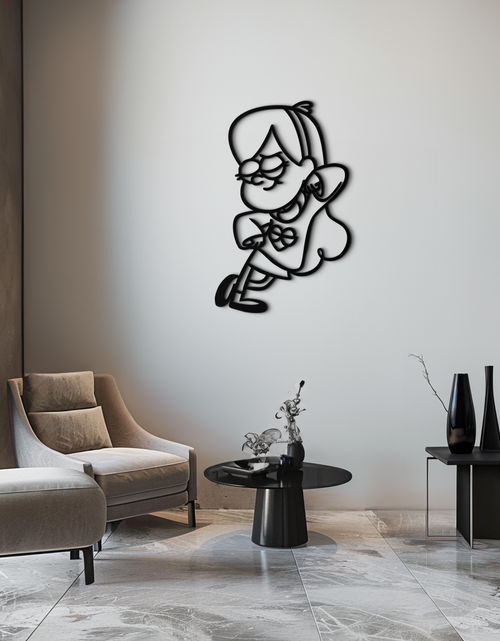 Load image into Gallery viewer, Mabel Pines Metal Wall Art – Gravity Falls-Inspired Playful Silhouette for Fans- KAF655