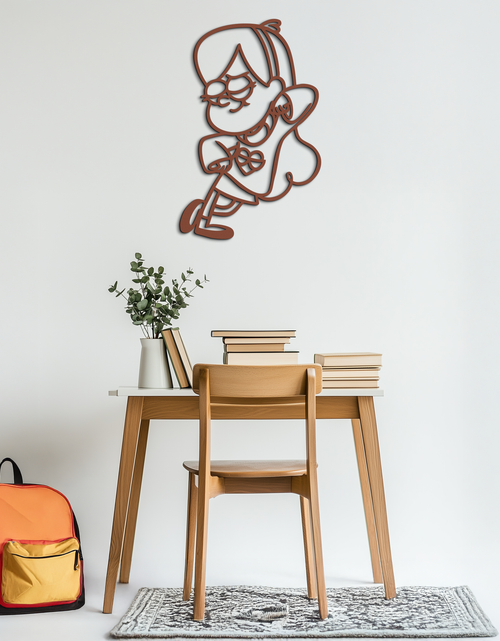 Load image into Gallery viewer, Mabel Pines Metal Wall Art – Gravity Falls-Inspired Playful Silhouette for Fans- KAF655