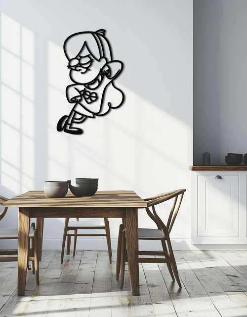 Load image into Gallery viewer, Mabel Pines Metal Wall Art – Gravity Falls-Inspired Playful Silhouette for Fans- KAF655