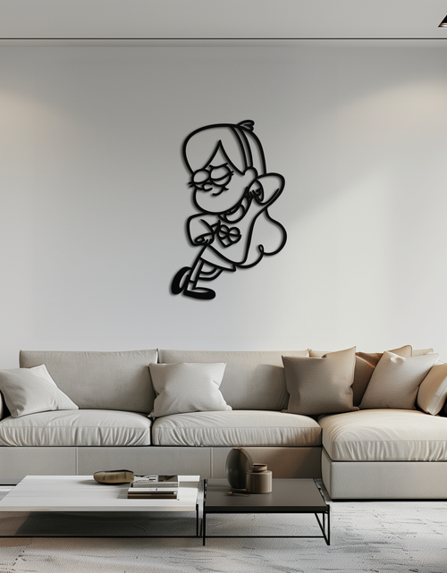 Load image into Gallery viewer, Mabel Pines Metal Wall Art – Gravity Falls-Inspired Playful Silhouette for Fans- KAF655