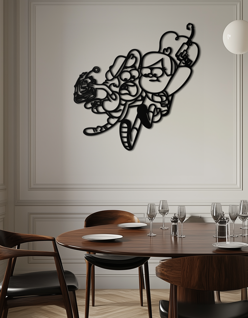 Load image into Gallery viewer, Mabel & Dipper Pines Metal Wall Art – Gravity Falls-Inspired Silhouette for Fans- KAF661