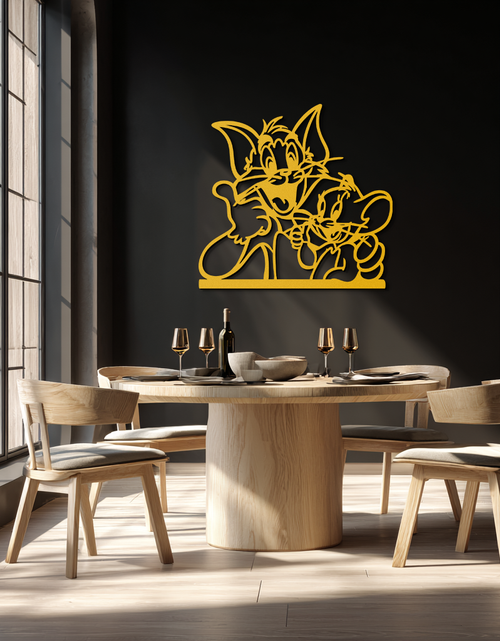 Load image into Gallery viewer, Tom and Jerry Metal Wall Art – Classic Cartoon Duo Silhouette for Fans- KAF665