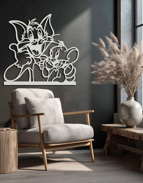 Load image into Gallery viewer, Tom and Jerry Metal Wall Art – Classic Cartoon Duo Silhouette for Fans- KAF665