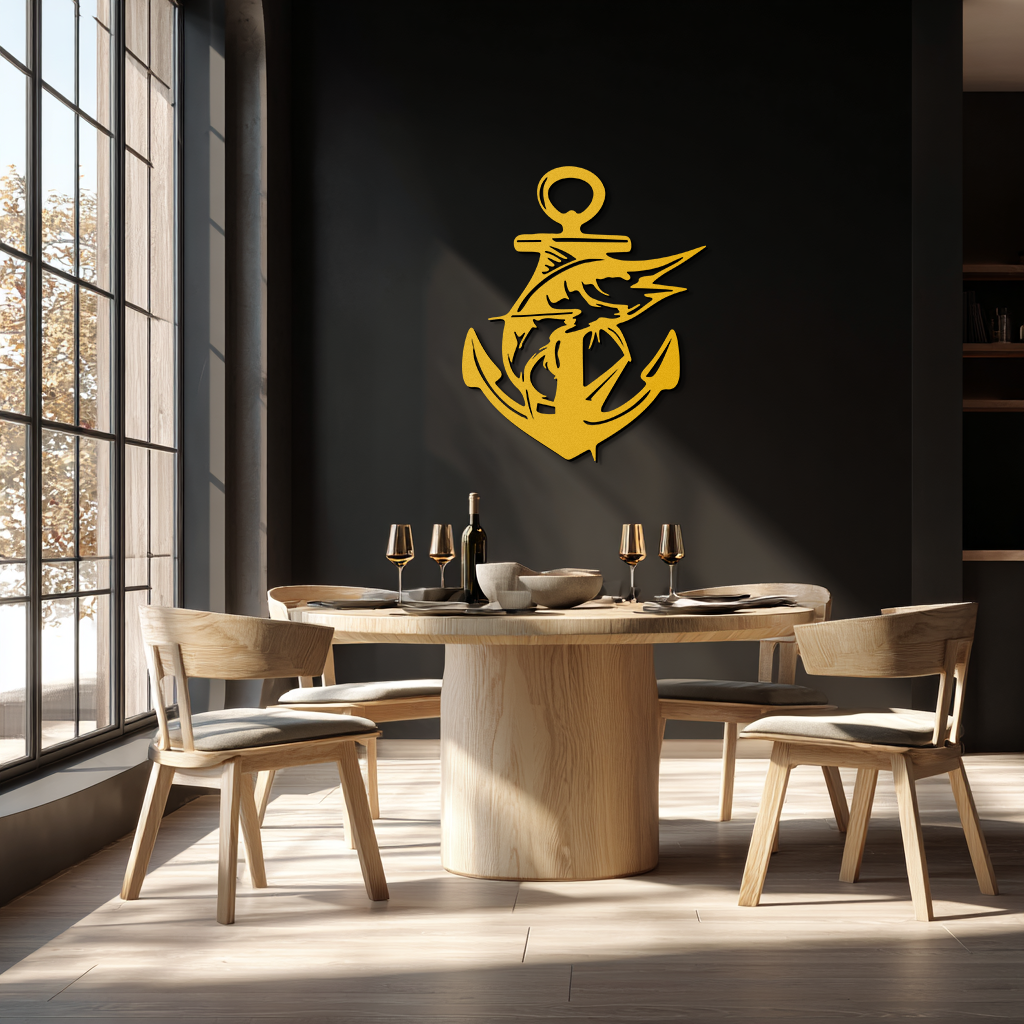 Anchor and Fish Metal Wall Art – Nautical-Inspired Design for Sea Lovers- KAF668