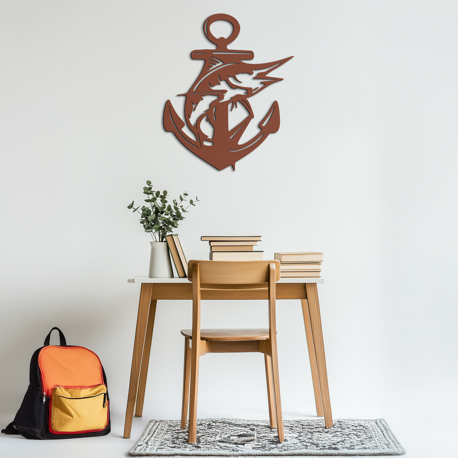Anchor and Fish Metal Wall Art – Nautical-Inspired Design for Sea Lovers- KAF668