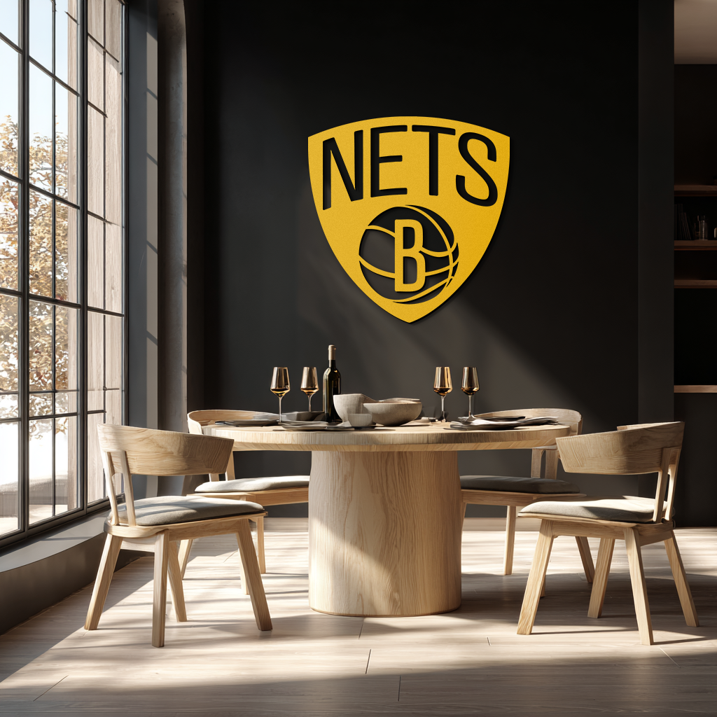 Brooklyn Nets Logo Silhouette Metal Wall Art – Modern Sports-Inspired Decor - KAF669