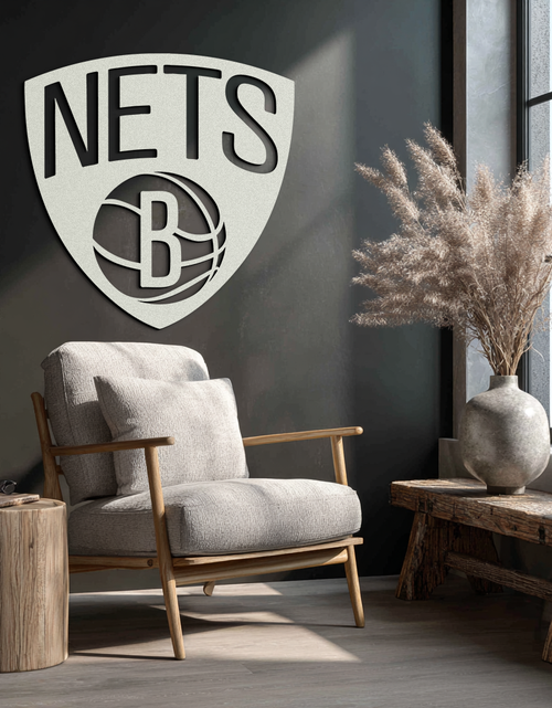 Load image into Gallery viewer, Brooklyn Nets Logo Silhouette Metal Wall Art – Modern Sports-Inspired Decor - KAF669