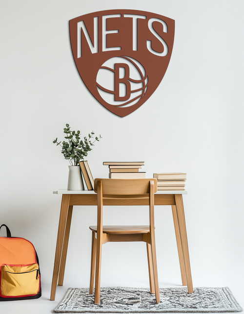 Load image into Gallery viewer, Brooklyn Nets Logo Silhouette Metal Wall Art – Modern Sports-Inspired Decor - KAF669