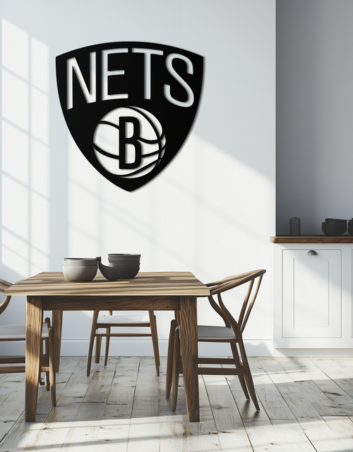 Load image into Gallery viewer, Brooklyn Nets Logo Silhouette Metal Wall Art – Modern Sports-Inspired Decor - KAF669