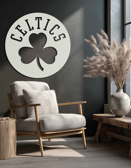 Load image into Gallery viewer, Celtics Shamrock Emblem Metal Wall Art – Bold Round Sports Decor for Fans- KAF671