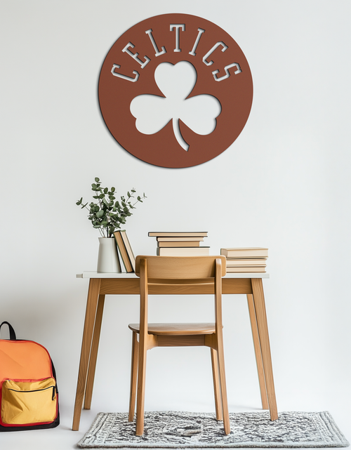 Load image into Gallery viewer, Celtics Shamrock Emblem Metal Wall Art – Bold Round Sports Decor for Fans- KAF671