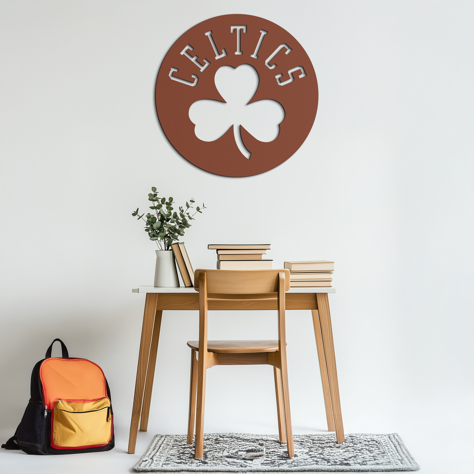 Celtics Shamrock Emblem Metal Wall Art – Bold Round Sports Decor for Fans- KAF671