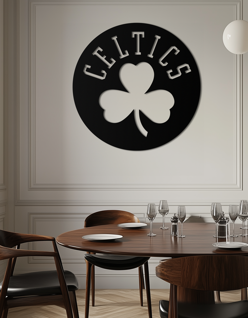 Load image into Gallery viewer, Celtics Shamrock Emblem Metal Wall Art – Bold Round Sports Decor for Fans- KAF671