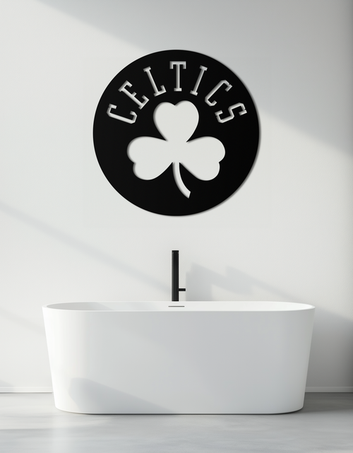 Load image into Gallery viewer, Celtics Shamrock Emblem Metal Wall Art – Bold Round Sports Decor for Fans- KAF671