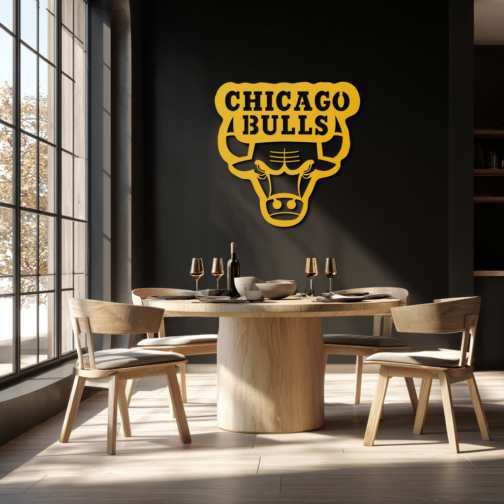 Chicago Bulls Logo Metal Wall Art – Iconic NBA Team Emblem for Sports Fans- KAF672