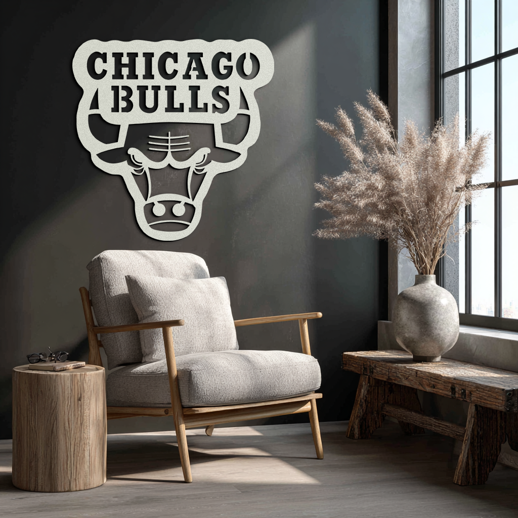 Chicago Bulls Logo Metal Wall Art – Iconic NBA Team Emblem for Sports Fans- KAF672