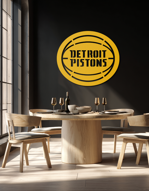 Load image into Gallery viewer, Detroit Pistons Metal Wall Art – Bold Basketball Logo Design for Sports Enthusiasts- KAF673