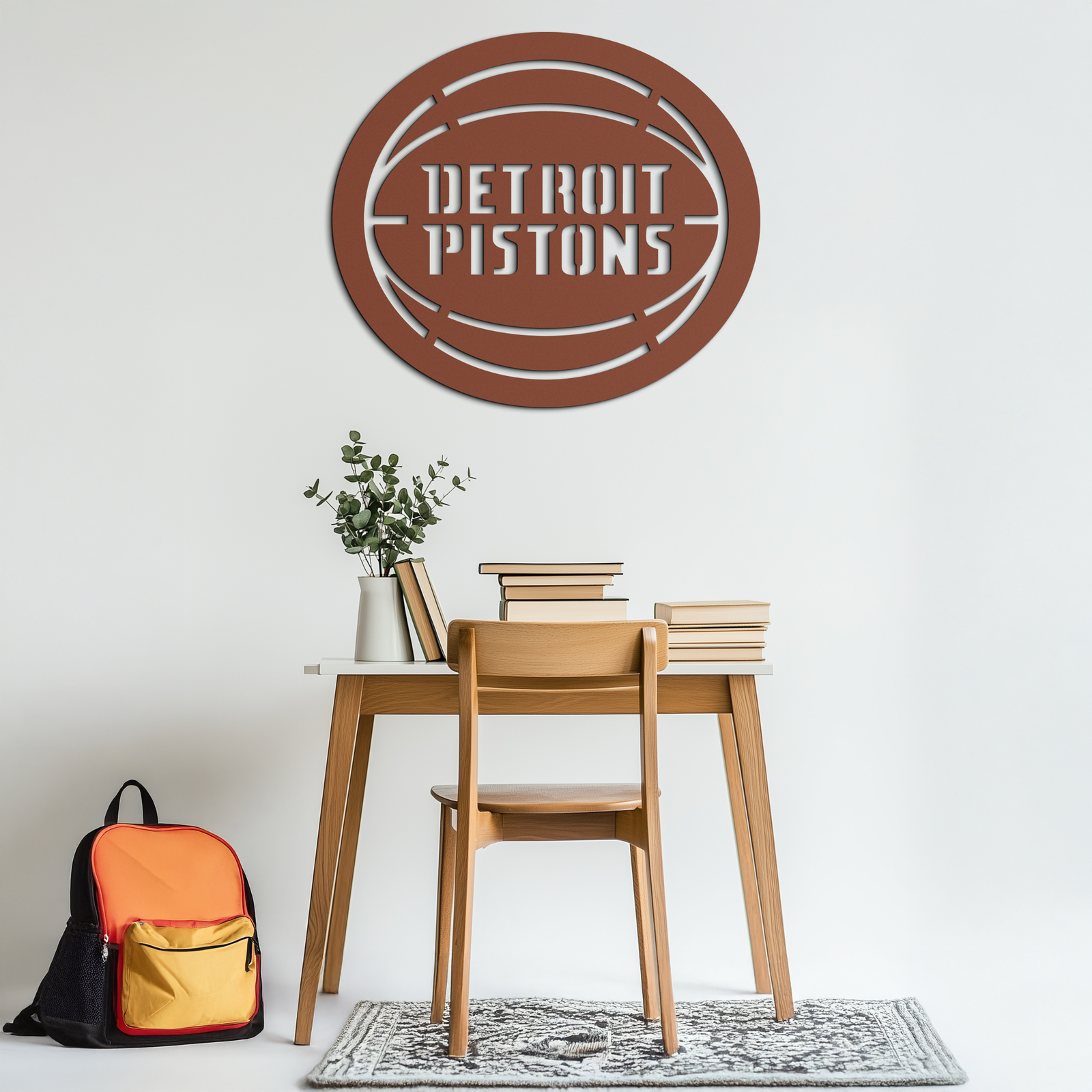 Detroit Pistons Metal Wall Art – Bold Basketball Logo Design for Sports Enthusiasts- KAF673