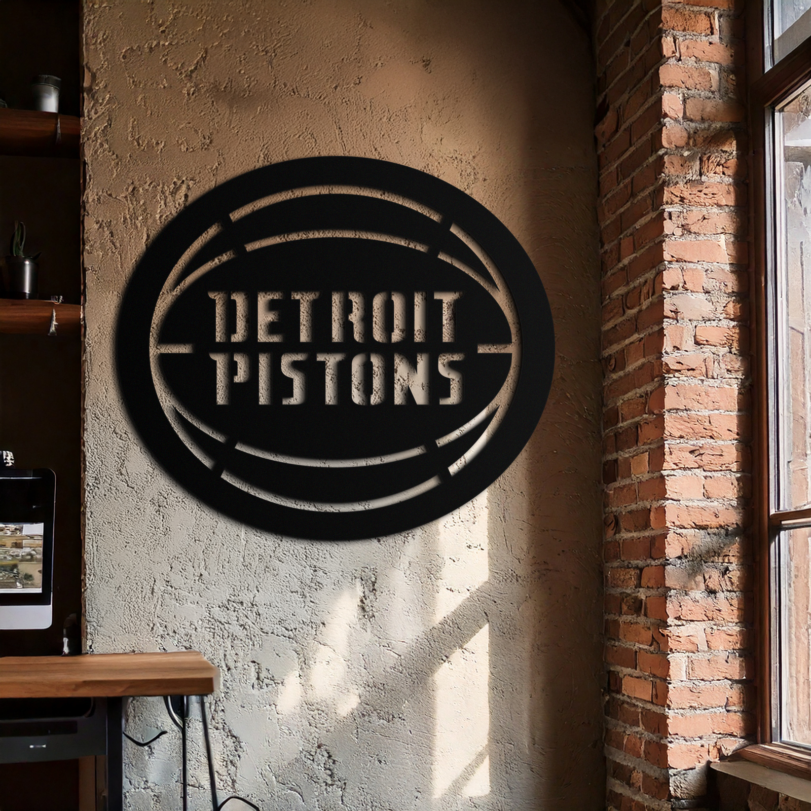 Detroit Pistons Metal Wall Art – Bold Basketball Logo Design for Sports Enthusiasts- KAF673