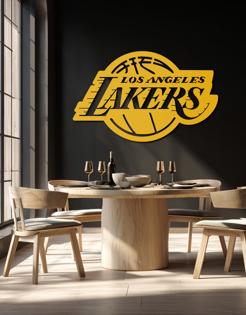Load image into Gallery viewer, Los Angeles Lakers Logo Metal Wall Art – Iconic Basketball Team Silhouette Decor- KAF674