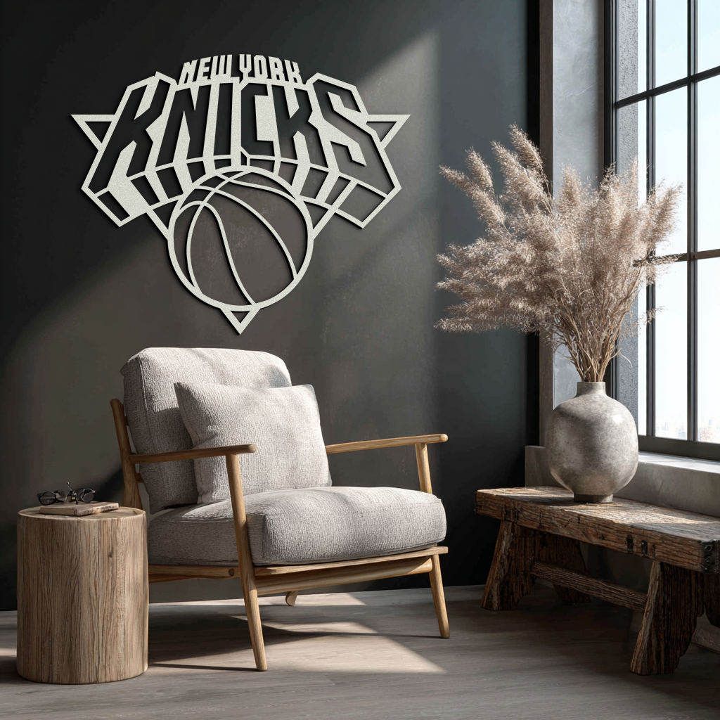 New York Knicks Basketball Logo Metal Wall Art – Bold Sports-Inspired Home Decor- KAF677