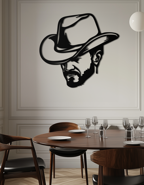 Load image into Gallery viewer, Cowboy Face Silhouette Metal Wall Art – Western Country Style Wall Decor for Home or Office- KAF679