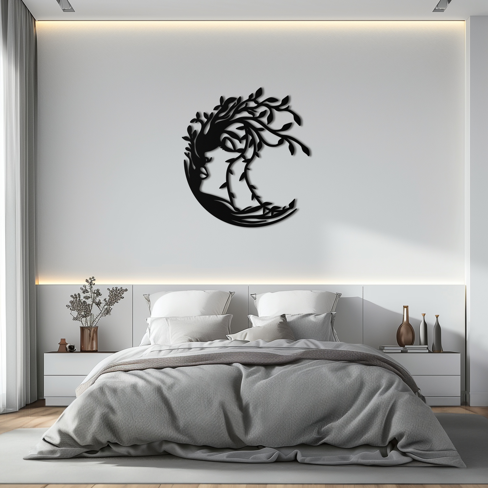 Tree Woman Silhouette Metal Wall Art – Nature-Inspired Feminine Design for Home Decor- KAF680