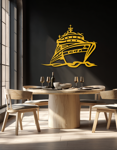 Load image into Gallery viewer, Majestic Cruise Ship Silhouette Metal Wall Art – Nautical Decor for Sea Lovers- KAF682