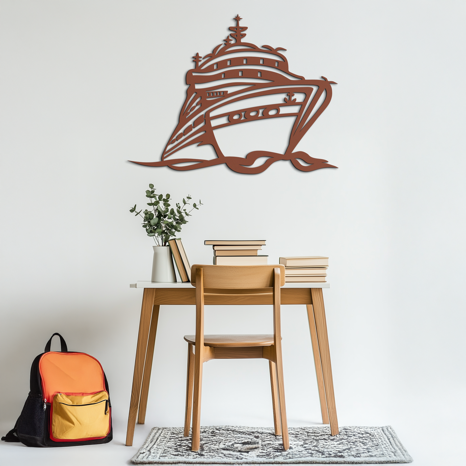 Majestic Cruise Ship Silhouette Metal Wall Art – Nautical Decor for Sea Lovers- KAF682