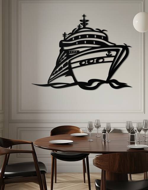 Load image into Gallery viewer, Majestic Cruise Ship Silhouette Metal Wall Art – Nautical Decor for Sea Lovers- KAF682