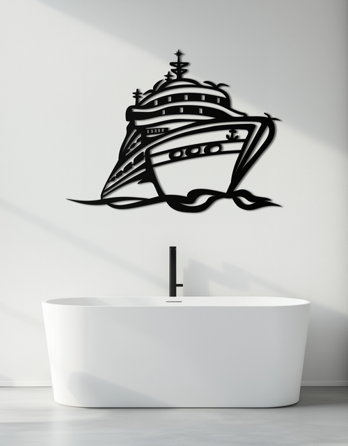Load image into Gallery viewer, Majestic Cruise Ship Silhouette Metal Wall Art – Nautical Decor for Sea Lovers- KAF682