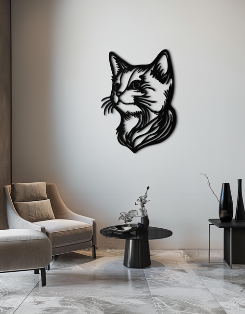 Load image into Gallery viewer, Graceful Cat Head Silhouette Metal Wall Art – Feline-Inspired Decorative Piece- KAF684