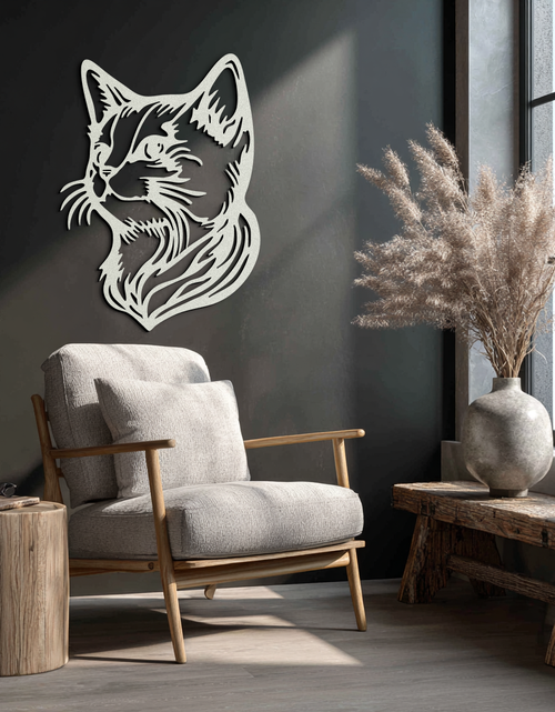 Load image into Gallery viewer, Graceful Cat Head Silhouette Metal Wall Art – Feline-Inspired Decorative Piece- KAF684
