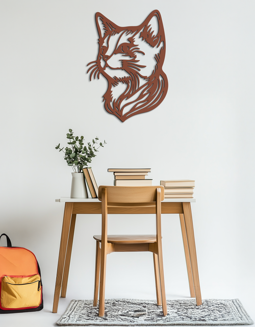 Load image into Gallery viewer, Graceful Cat Head Silhouette Metal Wall Art – Feline-Inspired Decorative Piece- KAF684