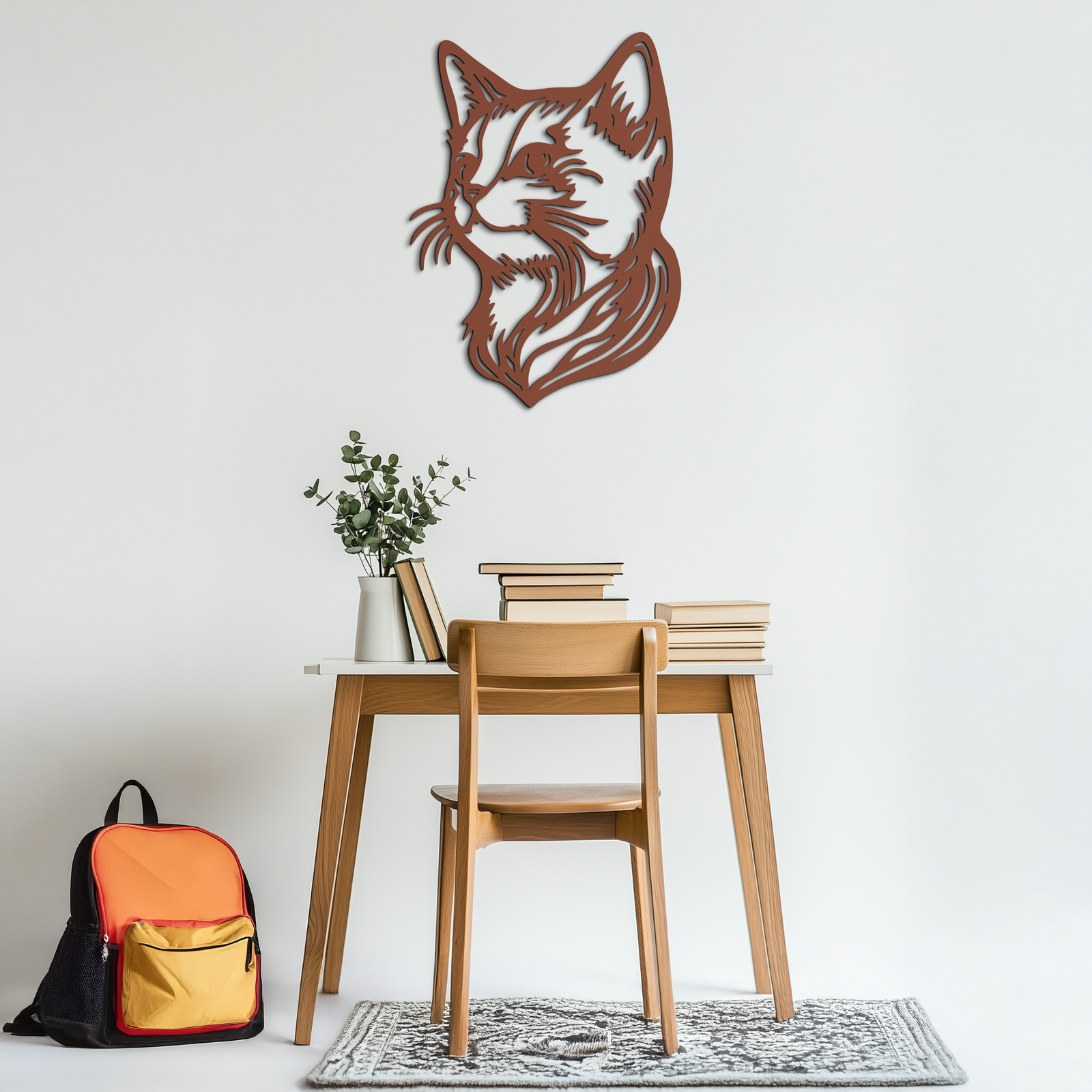 Graceful Cat Head Silhouette Metal Wall Art – Feline-Inspired Decorative Piece- KAF684
