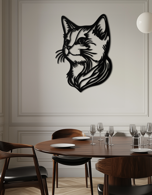 Load image into Gallery viewer, Graceful Cat Head Silhouette Metal Wall Art – Feline-Inspired Decorative Piece- KAF684