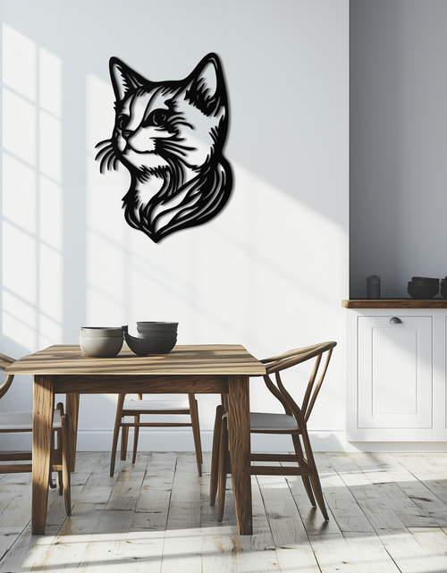 Load image into Gallery viewer, Graceful Cat Head Silhouette Metal Wall Art – Feline-Inspired Decorative Piece- KAF684