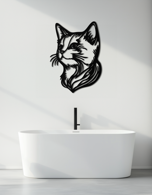 Load image into Gallery viewer, Graceful Cat Head Silhouette Metal Wall Art – Feline-Inspired Decorative Piece- KAF684