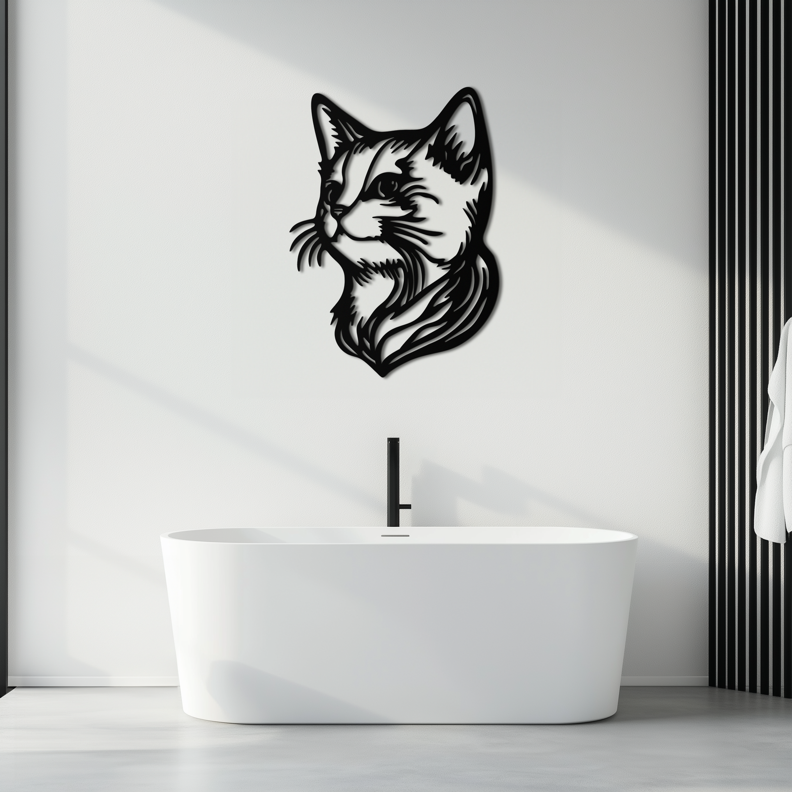 Graceful Cat Head Silhouette Metal Wall Art – Feline-Inspired Decorative Piece- KAF684