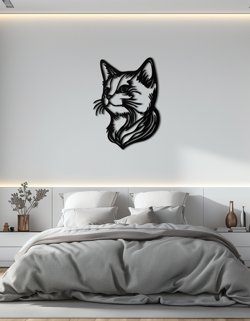 Load image into Gallery viewer, Graceful Cat Head Silhouette Metal Wall Art – Feline-Inspired Decorative Piece- KAF684