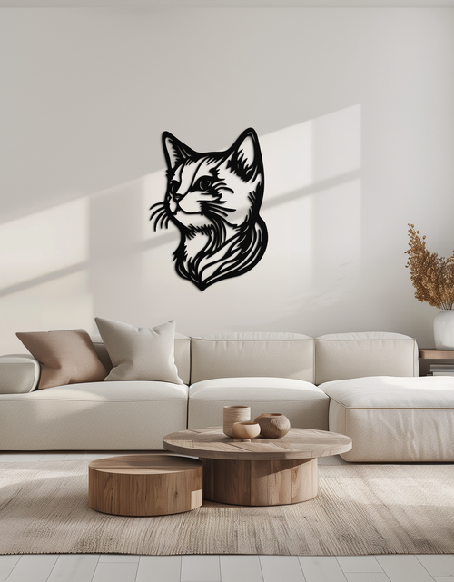 Load image into Gallery viewer, Graceful Cat Head Silhouette Metal Wall Art – Feline-Inspired Decorative Piece- KAF684